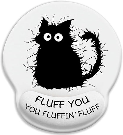 Funny Black Cat Mouse Pads for Desk, Ergonomic Mouse Pad with Wrist Rest, Gaming Mouse Pad Wrist Support with Non-Slip Pain Relief PU Base, Cute Office Desk Accessories Decor