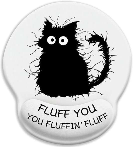 Funny Black Cat Mouse Pads for Desk, Ergonomic Mouse Pad with Wrist Rest, Gaming Mouse Pad Wrist Support with Non-Slip Pain Relief PU Base, Cute Office Desk Accessories Decor