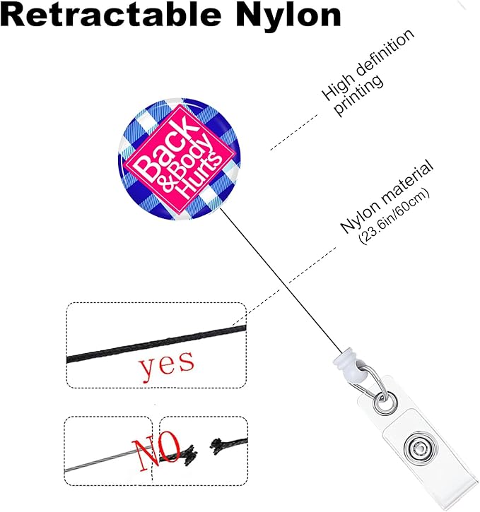 Back&Body Hurts Badge Reels Holder Retractable with ID Clip for Nurse Name Tag Card Nursing for Doctor Teacher Student Employee Office Medical Work