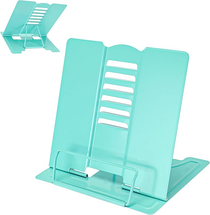 Camelmother Metal Book Stand Book Holder Book Stand for Reading Adjustable Book Holder for Reading (Q Green)