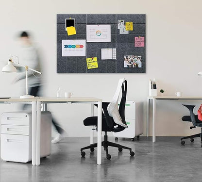 Large Cork Board Felt Board Tiles for Walls with 30 Push Pins, 11.8"x11.8" Pack of 6 Pin Board Notice Boards for Home Office Kitchen, Bulletin Board Wall Tiles for Photos Memos