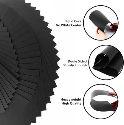 200 Sheets Black Cardstock 8.5” x 11”, 92lb/250gsm Black Card Stock, Thick Card Stock Paper, Heavy Cardstock Paper for Printer, Resume, Scrapbooks, Art, Crafts, Business Cards