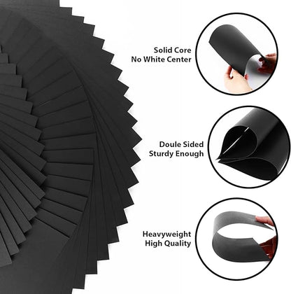 100 Sheets Black Cardstock 8.5” x 11”, 92lb/250gsm Black Card Stock, Thick Card Stock Paper, Heavy Cardstock Paper for Printer, Resume, Scrapbooks, Art, Crafts, Business Cards