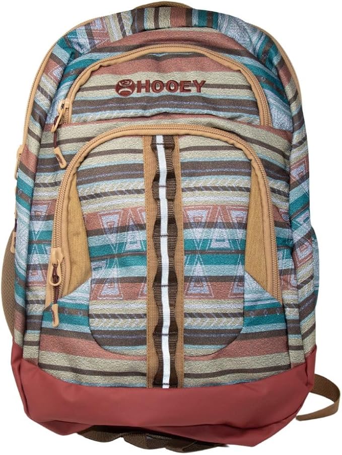 HOOEY Ox 40 Liter Hiking Backpack Rain Cover Hat Strap Laptop Sleeve Hydro Pockets (Serape/Burgundy)