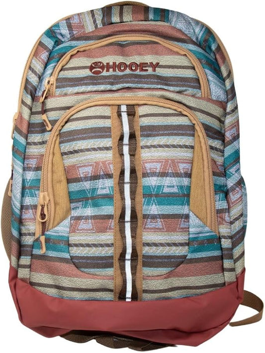 HOOEY Ox 40 Liter Hiking Backpack Rain Cover Hat Strap Laptop Sleeve Hydro Pockets (Serape/Burgundy)