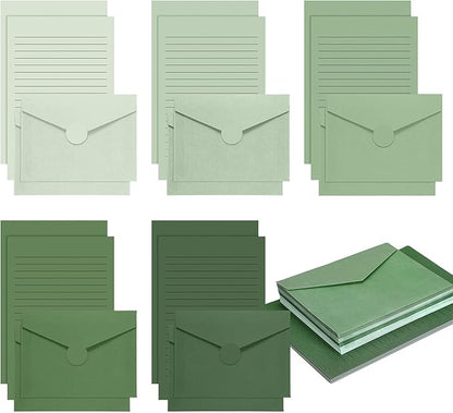 100 Pcs Stationery Lined Stationery Paper and Envelopes Set Includes 50 Letter Writing Paper and 50 Envelope for Office, 5.5 x 8.25 Inch(Sage Green)