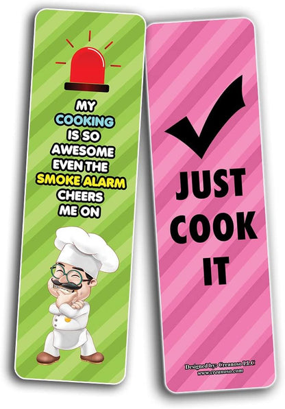 Creanoso Funny Cooking Bookmarks (2-Sets X 6 Cards) – Daily Inspirational Card Set – Interesting Book Page Clippers – Great Gifts for Adults and Professionals