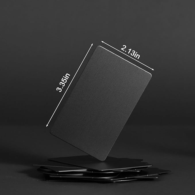Thick Aluminum Metal Business Cards Anodized Aluminum 86 X 54 X 0.8mm 15 pcs Include Protector Sleeves (Different Shapes Black)