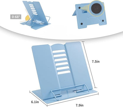 Metal Book Stand Book Holder Book Stand for Reading Adjustable Book Holder for Reading (Full Blue)