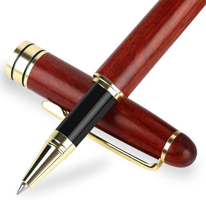 BEILUNER Luxury Rosewood Ballpoint Pen Writing Set - Elegant Fancy Nice Gift Pen Set for Signature Executive Business Office Supplies - Gift Boxed with Extra Refills (Black)