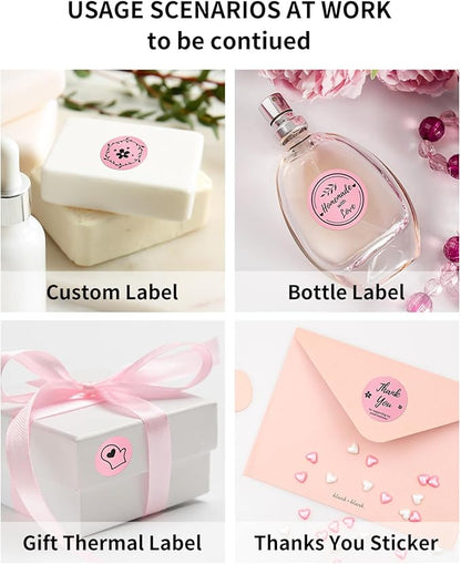 Phomemo 2” Color Circle Thermal Labels, Self-Adhesive Round Sticker Label, Circular Direct Thermal Printer Label for Phomemo 241bt, D520BT, B246D Label Printer, 750 Labels/Roll, Pink