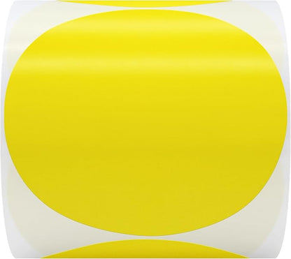 Hybsk 3 inch Circle Color Direct Thermal Stickers Shipping Labels for Barcodes,Name Tag,DIY Logo Design,QR Code,Inventory– Compatible with Zebra,Rollo,Munbyn,and More-350 pcs (3 inch,Yellow)