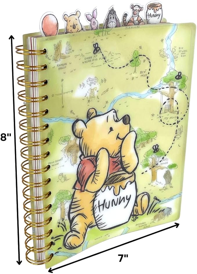 Innovative Designs Disney Winnie the Pooh Tab Journal Notebook, Spiral Bound, 144 Lined Pages, 8 x 7 inches