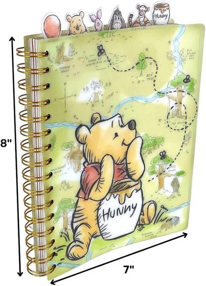 Innovative Designs Disney Winnie the Pooh Tab Journal Notebook, Spiral Bound, 144 Lined Pages, 8 x 7 inches