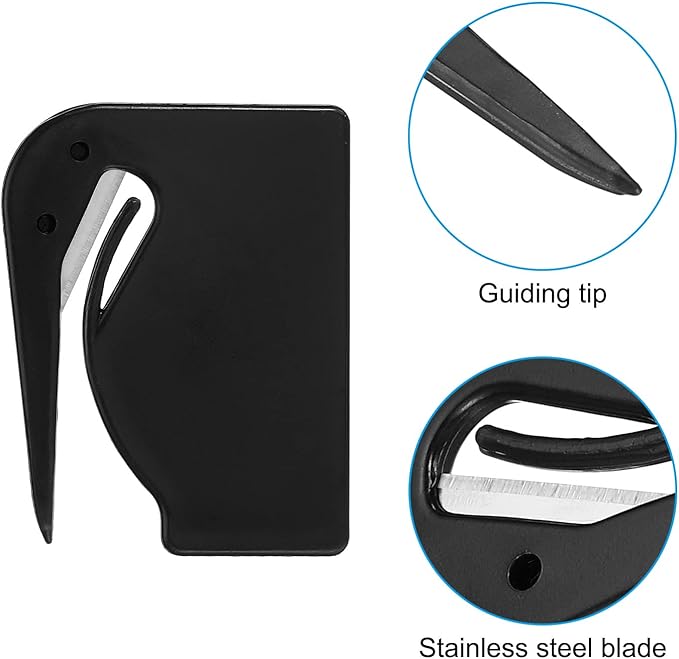 PATIKIL Letter Opener Envelope Slitter, 8 Pcs Mail Slitter with Razor Safe Mail Opener for Envelope Paper Package Open for Home, Office Black