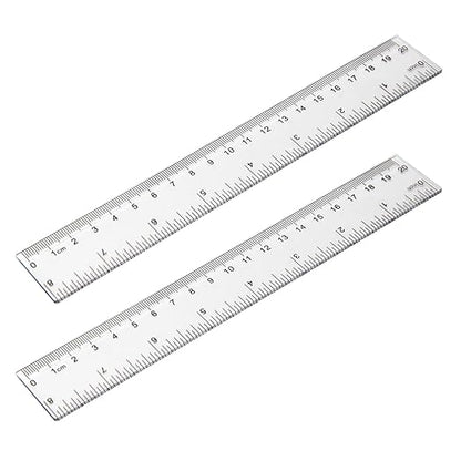 2 Pack - 8 inch Clear Plastic Ruler Straight Shatterproof Transparent Rulers for Office Supply (Clear)