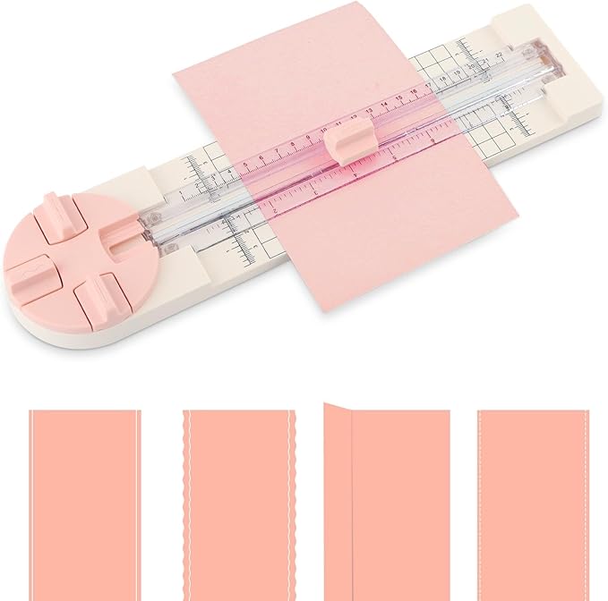 Paper Cutter,4-in-1 Paper Trimmer,Photo Cutter,Multi-Function Scrapbooking Tool with Dial Blades of Straight,Wave,Perforated,Creasing for Cutting Paper,Coupons,Postcards,Card