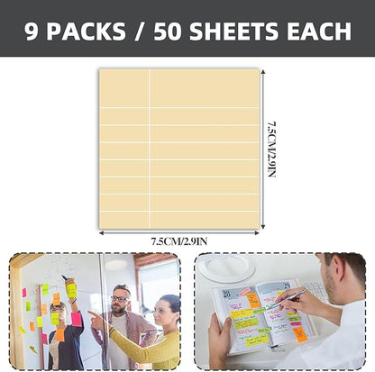Post it Notes 3x3 Cute and Aesthetic Sticky Notes Planner Notepad - 450 Sheets - Desk Accessories for School, Office, and Home - Ideal Gifts for Teachers, Women, and Coworkers (Minimalist)