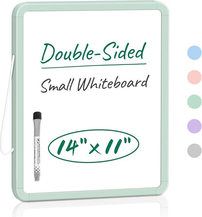 Small Double-Sided White Board Dry Erase Board for Wall, 14"x11" Hanging Whiteboard for Door, Mini Dry Erase Board with a Black Dry Erase Marker, Small Whiteboard for Kids Students, Back to School-G