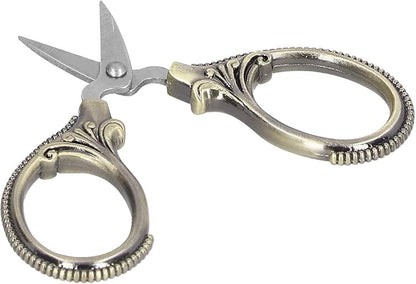 Acouto Stainless Steel Sewing Scissors Portable Thread Embroidery Tailor Handicraft Scissors Antique Copper (Green Patina)