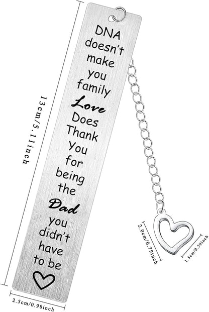 Step Dad Bookmark Stepfather Bookmarks DNA Doesn't Make You Family Love Does Best Step Dad Fathers Day Gifts Christmas Birthday Gift Adoption Gifts for Dad Father in Law Gifts