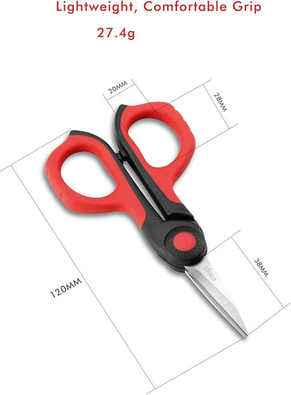 LIVINGO 4.5” Small Sharp Embroidery Scissors, Precise Detail Pointed Tip Stainless Steel Shears for Cutting Fabric, Needlework Thread Yarn Craft Sewing, Scrapbook, Paper, 2 Pack Red/Black