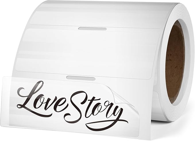 Transparent Thermal Labels 1 x 3 Inch Self-Adhesive Printer Clear Stickers Vinyl Waterproof Roll Decals Rectangle Postage Tags for Address Barcodes DIY Logo Business 300 PCS