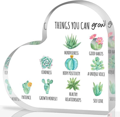 Gentle Reminders Decor, Mental Health Awareness Gifts, Inspirational Acrylic Heart Sign, Positive Affirmations Desktop Decorations for Home Therapy Office School Counselling Office