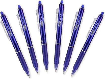 Pilot FriXion Ball 0.7mm Erasable Gel Pens, Fine Point, Blue Ink, Pack Of 6