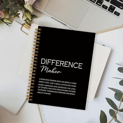 Difference Maker Gift, Difference Maker Definition Spiral Notebook Journal, Motivational Notebooks, Thank You Gifts for Women Men Teacher Coworkers, Hardcover Spiral Notebook 5.5x8.3(Black)