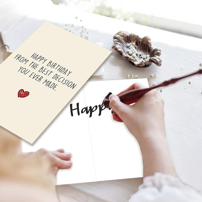 Funny Birthday Card for Husband Wife, Humor Birthday Card Gift for Boyfriend Girlfriend, Sweet Wedding Anniversary Card for Him Her, The Best Decision You Ever Made