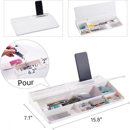 Small Glass Desktop Whiteboard Dry-Erase-Board - Computer Keyboard Stand White Board Surface Pad with Aromatherapy, Desk Organizers with Accessories for Office, Home, School Supplies