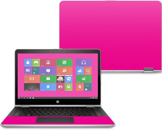 MightySkins Skin Compatible with HP Pavilion x360 15" (2017) - Solid Hot Pink | Protective, Durable, and Unique Vinyl Decal wrap Cover | Easy to Apply, Remove, and Change Styles | Made in The USA