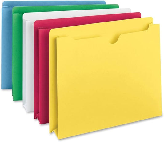 Smead File Jacket, Reinforced Straight-Cut Tab, 2" Expansion, Letter Size, Assorted Colors, 10 per Pack (75688)