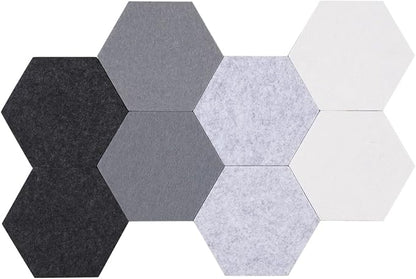 LAJAR 8 Pcs Hexagon Felt Bulletin Board Tiles, Self Adhesive Felt Pin Board Wall Tiles for Photos, Pictures, Memos (Gray)