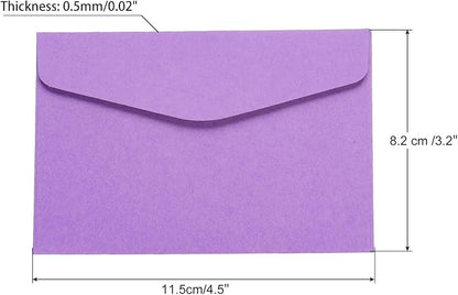 PATIKIL Mini Envelopes, 100 Pack Paper Blank Small Items Storage Business Card Holder for Greeting Note Party, Purple