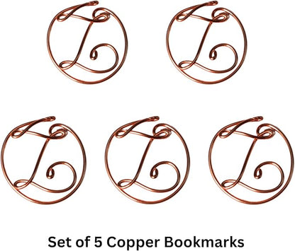 Personalized Initial Copper Bookmark, Set of 5, Handmade Copper Gift for Her, Him, Couple on Birthday, Wedding Anniversary, Alphabet Bookmark (Z)