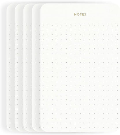 Elegant Desk Notepads for Professionals, Executive's Memo Pads, Minimalist, Gold Foiled, Dotted Layout, 5 Pack, 375 Sheets Total (75 Each), 6.3" x 3.9”, 80 GSM, Eco-friendly, FSC™ Certified