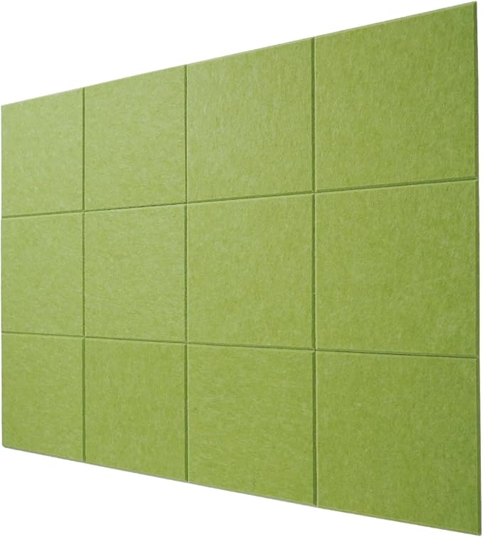 LAJAR Large Felt Wall Tiles, 12 Pack Cork Board Alternative with Removable Adhesive Tabs, Bulletin Pin Boards for Office, School and Home (Fruit Green)