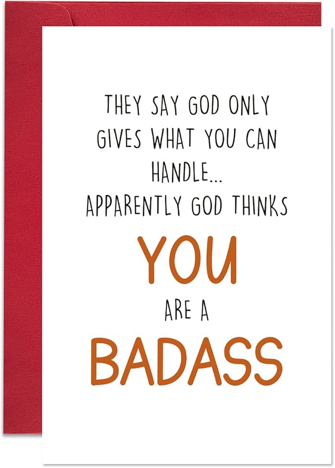 Ogeby Funny Get Well Card Gift for Him Her, Humor Encouragement Card, They Say God Only Gives What You Can Handle