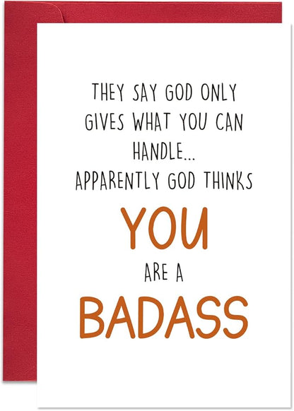 Ogeby Funny Get Well Card Gift for Him Her, Humor Encouragement Card, They Say God Only Gives What You Can Handle