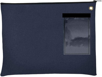 BankSupplies Canvas Interoffice Mailer, 14 oz. - 14W x 11H - Navy Blue - Transit Bag - Large Zipper Bag with Grommet - Use with Padlock or Zip Tie for Security - Interoffice Mail Bag