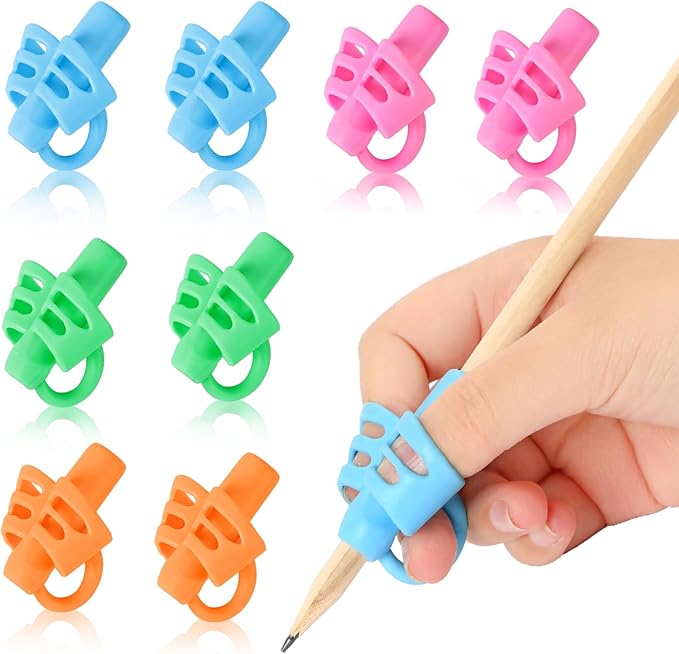 SANNIX 8 Pack Pencil Kids Grips for Kids Handwriting, Pencil Holder Grip Posture Correction Training Pen Writing Aid Tool for Kids Preschools PKidsosture Correction Training Elementary Teaching Tools