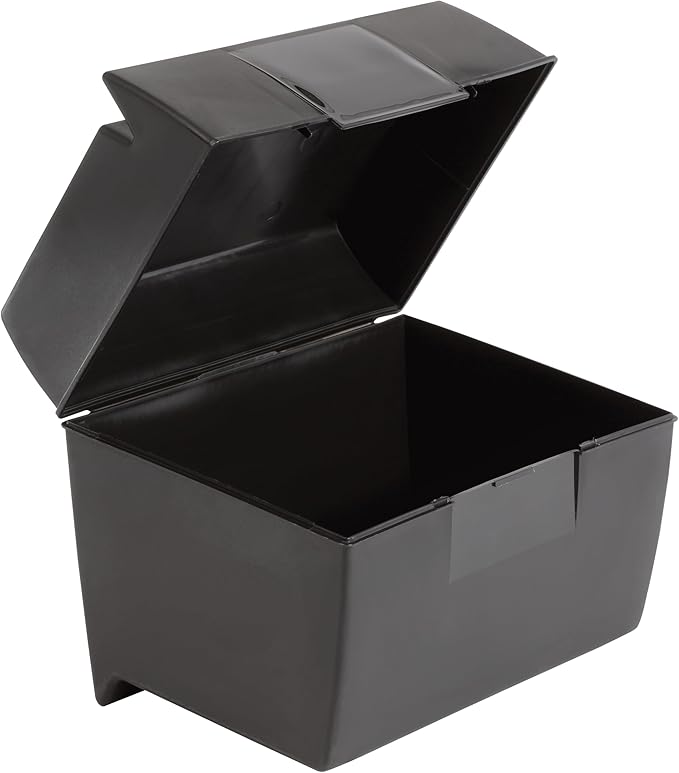 Oxford Plastic Index Card Box, 5 x 8 Inches, 500 Card Capacity, Black (01581)