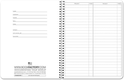 BookFactory Project Diary/Project Management Logbook - Wire-O, 100 Pages, 8.5" x 11" (JOU-100-7CW-PP(Projects))