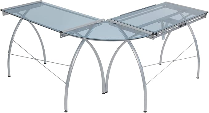 SD STUDIO DESIGNS Futura LS WorkCenter with Tilt Top Adjustable Drafting Table Craft Table Drawing Desk Hobby Table Writing Desk Studio Desk, Silver / Blue Glass