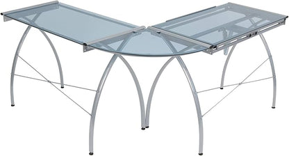 SD STUDIO DESIGNS Futura LS WorkCenter with Tilt Top Adjustable Drafting Table Craft Table Drawing Desk Hobby Table Writing Desk Studio Desk, Silver / Blue Glass