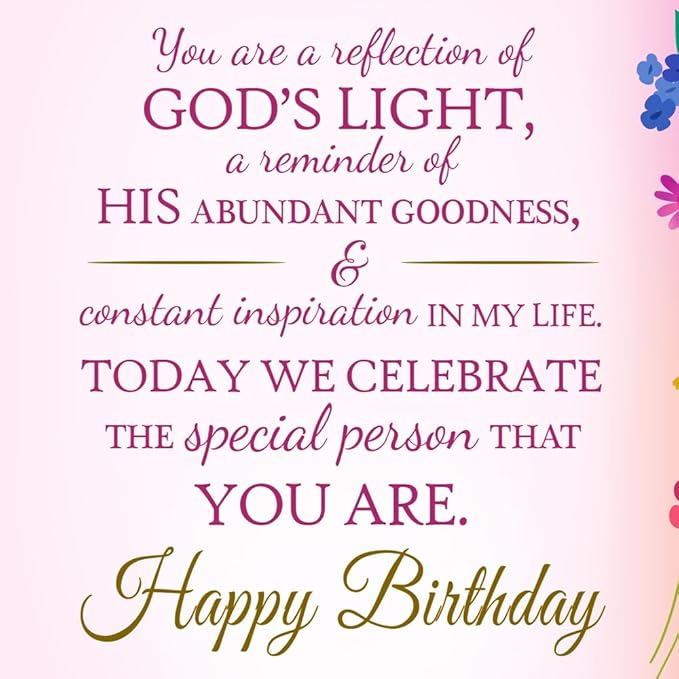 Prime Greetings Religious Birthday Card For Wife, Made in America, Eco-Friendly, Thick Card Stock with Premium Envelope 5in x 7.75in, Packaged in Protective Mailer