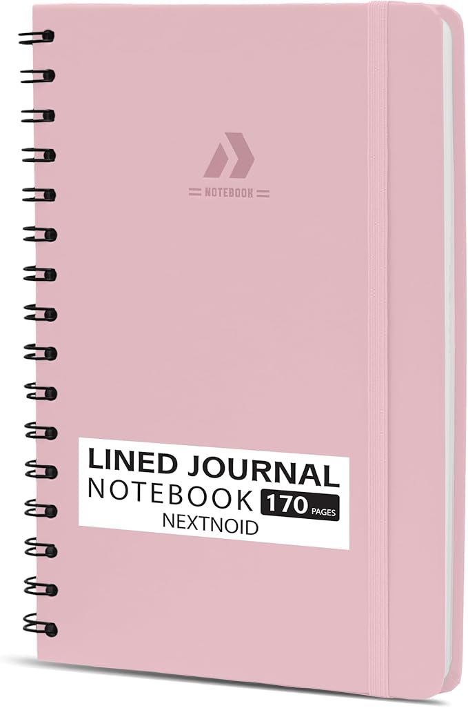 Lined Spiral Journal Notebook For Men & Women - A5(5.8" x 8.3") 170 Pages, Hardcover Notebooks for Work & Note Taking, College Ruled Journals for Writing - Pink