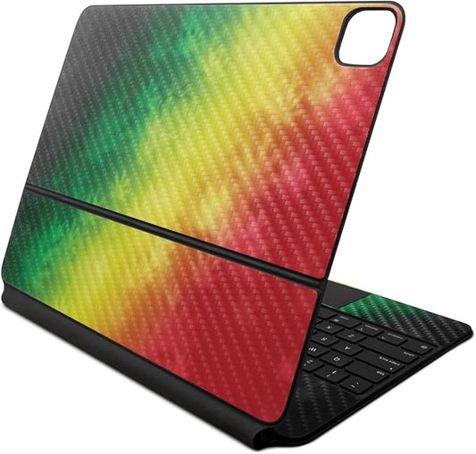 Carbon Fiber Skin Compatible With Apple Magic Keyboard for iPad Air 13-inch (M2) 2024 - Rasta Rainbow - Premium 3M Vinyl Protective Wrap Decal Cover - Easy To Apply | Crafted in the USA by MightySkins
